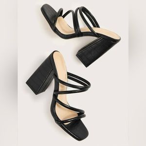 SHEIN Croc Strappy Chunky Heels